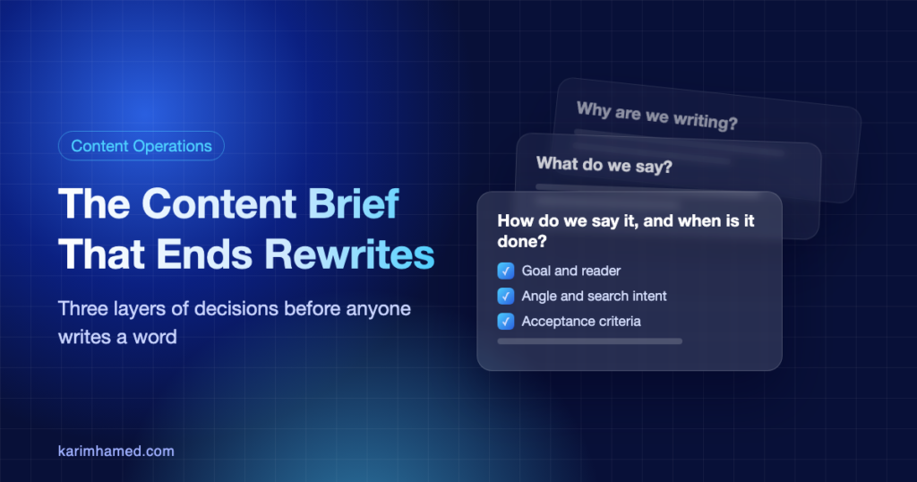 Content brief built in three layers of decisions