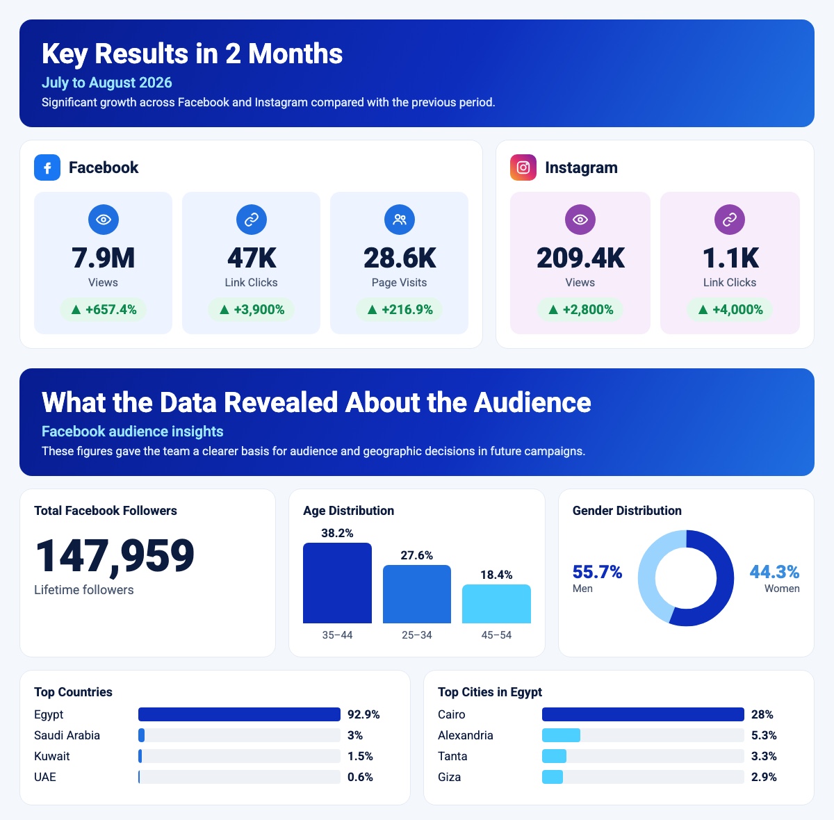 Key results in 2 months and Facebook audience insights